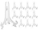 Super Z Outlet 5" Clear Plastic Easels or Stand/Plate Holders to Display Pictures or Other Items at Weddings, Home Decoration, Birthdays, Tables (...