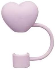 Cute Heart-shaped Straw Cover Cap for Stanley Cup, Reusable Silicone Straw Topper, 10mm Dust-Proof Silicone Straw Cover Cute Tumbler Cup Accessori...