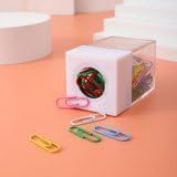 Pink Magnetic Paper Cilp Dispenser Holder Clear Acrylic Paper Clip Organizers with Magnetic Top for Desk Cute Office Binder Clip, Hair Clip,Paper ...