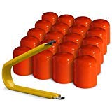 ColorLugs Vinyl Lug Nut Cover | Orange | Flexible Fit Wheel Lug Nut Cap | Fits 19 mm | Pack of 20 | Includes Deluxe Extractor | Made in The USA...