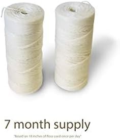 Ohm Earth’s Ohm Floss Refill – Natural Biodegradable Silk Dental Floss for Refillable Bamboo/Steel Holder, Natural Candelilla Wax, 100% Compostabl...