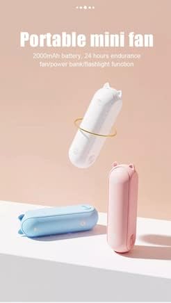 Handheld Mini Fan with Power Bank, Flashlight | For Women, Travel, Outdoor, Office, Home USB Rechargeable (Blue)......