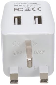 Ceptics UK Travel Adapter Plug - with 2 USB + USA Socket Input - Type G - Ultra Compact - Safe Grounded Perfect for Cell Phones, Laptops, Camera C...