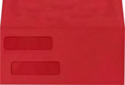 LUXPaper Double Window Invoice Envelopes | Peel & Press | 4 1/8" x 9 1/8" | Ruby Red | 80lb. Text | 50 Qty...
