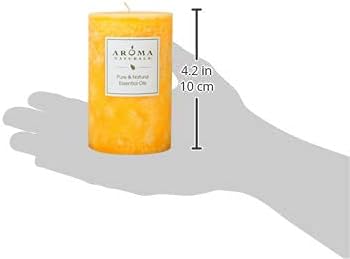 Aroma Naturals Lavender & Tangerine Essential Oil Scented Pillar Candle, Relaxing, 2.5 inch x 4 inch...