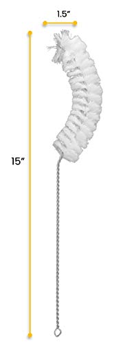 EISCO Curved, Flask Cleaning Brush, 15" - Twisted Stainless Steel Wire Handle - Ideal for Labware, Glassware, Beakers, Bottles, Jars, Cups, Vases ...