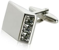 Gray Crystal Cufflinks for Men in Presentation Gift Box Perfect for Travel - Groomsmen Groom Wedding...