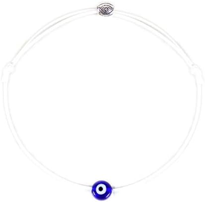 HUNO 6Pcs/Set Evil Eye Ankle Bracelet Lucky Amulet Blue Eye Waterproof String Anklets for Women Kabbalah Protection Jewelry-A...