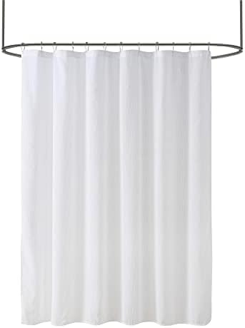 Madison Park Anna Sheers Shower Curtain, Textured Striped Accent Design, Modern Mid-Century Bathroom Decor, Machine Washable, Fabric Privacy Scree...