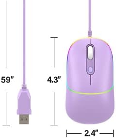 Wired Mouse, LED Computer Mouse Wired, 4 Adjustable DPI up to 6400 Ultra Silent Mouse, Optical Tracking USB Mouse Soft Rubber Corded Mouse for Lap...