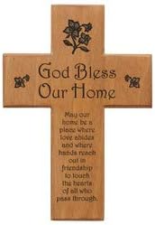 Mahogany God Bless Our Home "May Our Home Be a Place..." 8" Wall Cross...