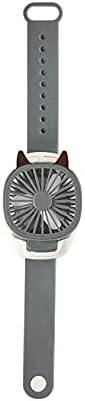 Upgrade version USB Rechargeable Fan With Comfortable Wrist Strap Portable Mini Fan Watch Built in colorful LED change light - Gray...