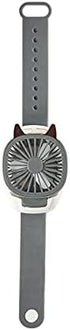 Upgrade version USB Rechargeable Fan With Comfortable Wrist Strap Portable Mini Fan Watch Built in colorful LED change light - Gray...