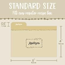 Dekali Designs 4x6 Recipe Card Dividers with Tabs | Set of 24 Recipe Box Dividers on Thick Cardstock + Cooking Measurement Conversion Chart Card...