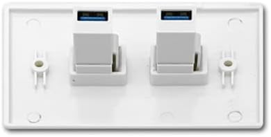 Halokny USB 3.0 Wall Plate,2 Port USB 3.0 Keystone Jack. USB 3.0 Female to Female Keystone.for Charging and Data Transfer, White(2Port USB 3.0)...