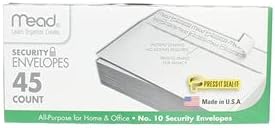 Mead Press-it Seal-it No.10 Security Envelopes, 4.125 x 9.5-Inches, White, 45 Count, Pack of 2 (90 Count In Total)( 75026)...