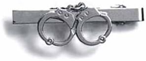 POLICE SECURITY GUARD OFFICER PRIVATE INVESTIGATOR DETECTIVE HANDCUFF UNIFORM TIE CLIP NICKEL / SILVER FINISH, GREAT DEAL !...