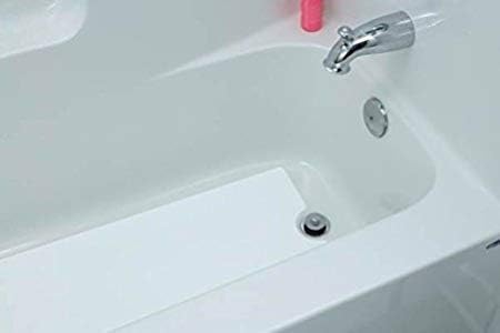 Peel and Stick Bathtub Mat - White Adhesive Vinyl Anti Slip with Drain Cut Out - Non Slip Shower Bath Mat - Extra Long Bathroom Accessory for Wet ...
