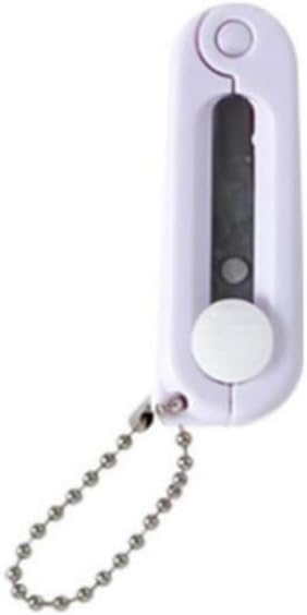 1Pc White Folding Scissors Safe Portable Travel Scissors Mini Scissor Foldable Telescopic Cutter Pocket with Keychain for Cutting, Scrapbooking, C...