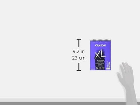 CANSON XL Textured Mixed Media 300gsm A5 Paper, Medium Grain, Spiral Pad Short Side, 15 White Sheets, Ideal for Professional Artists & Illustrator...