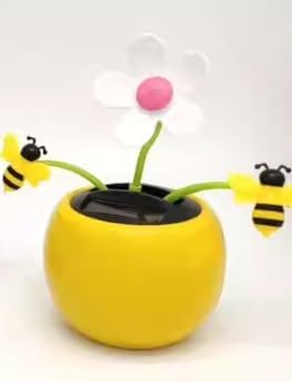 1Pc Yellow Solar Dancing Flower Sunflower Decors, Car Swinging Dancing Decor,Solar Dancing Ornament,Car Windowsill Decor,Honey Bee Swing Decors,So...