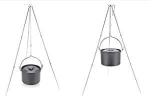 Sutekus Camping Tripod Camp Fire Tripod Portable Campfire Cooking Dutch Oven Tripod and Lantern Hanger silver...