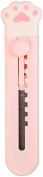 Pink Cute Girly Cat Paw Alloy Mini Portalble Utility Cutter Letter Envelope Razors and Blades Opener Mail School Office Supplies Shave and Hair Re...