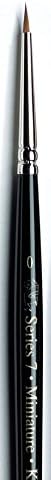 Winsor & Newton Series 7 Kolinsky Sable Miniature Watercolor Brush - Short Handle Round #0, Black...