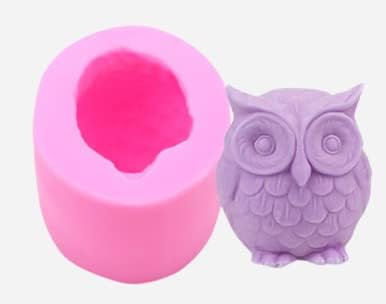 XIASA 3D Candle Silicone Mold Owl Mold, Used for Making Candle,Cake Chocolate,Hard Candy in Kitchen Accessories, Pink, 5x5x5.5cm (17-02)...