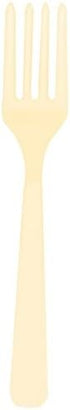 Elegant Vanilla Creme Plastic Fork (Pack Of 20) - Eco-Friendly, Durable & Eye-catching, Perfect For Parties & Events...