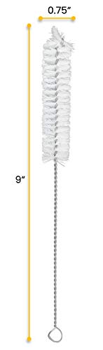 EISCO 12PK Bristle Cleaning Brushes with Fan-Shaped Ends, 9" - Twisted Stainless Steel Wire Handle - Ideal for 0.6" - 0.8" Diameter Tubes, Bottles...