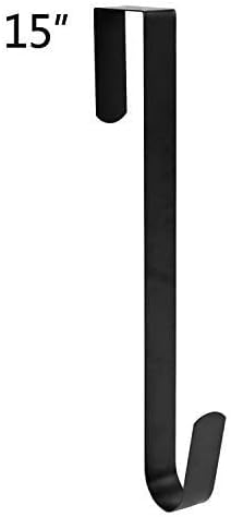 Sattiyrch 15" Wreath Hanger for Front Door,Sturdy Steel Wreath Door Hanger,Over The Door Hanger Hook (Black,1)...