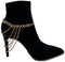Women Western Fashion Anklet Boot Chain Bracelet Gold Metal Shoe Back Side Wave Multi Strand Charm...