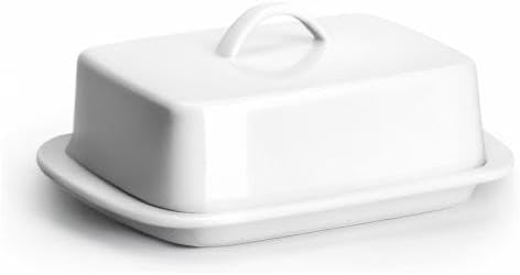 Sweese Large Butter Dish with Lid for Countertop, Porcelain 8oz Butter Keeper with Handle Cover Design, 7.7 Inch Butter Container Perfect for East...