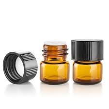 Honbay® 1ml (1/4 dram) Amber Glass Vial Essential Oil Bottle with Orifice Reducer and Cap - 12 Pack...