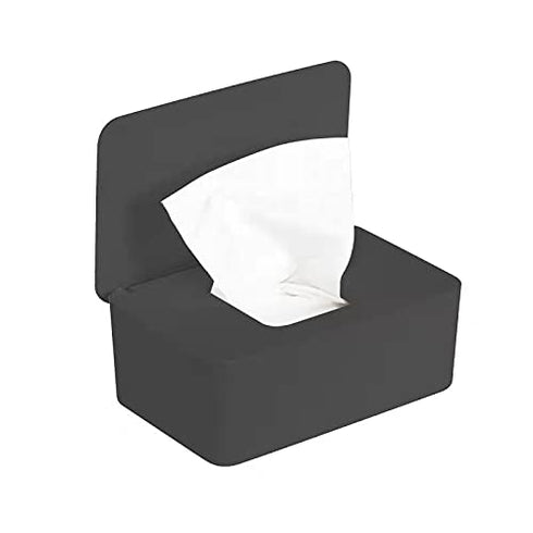 Baby Wipe Holder, Keeps Diaper Wipes Fresh, Easy Open & Close Wipe Container (Black)...