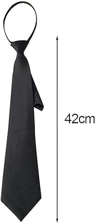 2Pcs Black Women 's Narrow Necktie with Zipper Adjustable Neck Tie Elegant All-match Trendy Unisex Casual Business Length Ties,Cummerbunds and Poc...