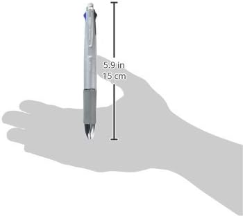 Zebra Clip-On 1000, 4 Color 0.7 mm Ballpoint Multi Pen 0.5 mm Pencil, Silver Body (B4SA2-S)...