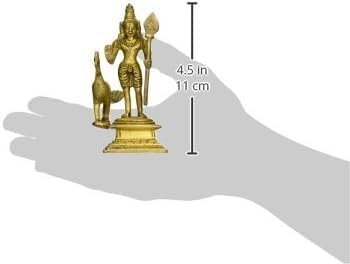 God Murugan Swami Miniature Brass Statue with Peacock, Handcrafted Decor Item for Home, Temple, Gifting & Car, 2.25 x 3 x 4.3 Inches...