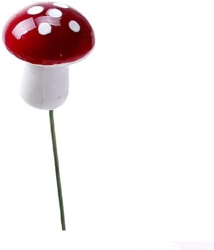 20Pcs Red Mini Mushroom Miniatures Artificial Garden Fairy Bonsai Plant Pot Resin Craft Decoration for Home DIY Micro Landscape Decor Garden Sculp...