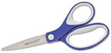 Straight KleenEarth Soft Handle Scissors, 7" length, Blue/Gray...