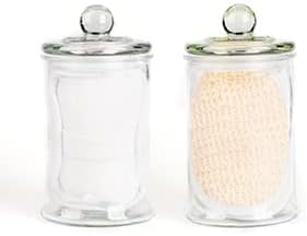 Mini Glass Apothecary Jars, Bathroom Storage Organizer Canisters for Cotton Swabs, Cotton Balls, Makeup Sponges, Bath Salts, Hair Ties, Makeup - S...