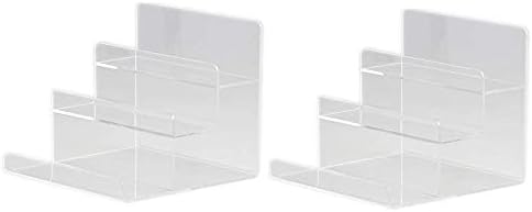 Acrylic Wallet Display Stand Holder Acrylic Jewelry Display Riser Shelf Showcase Fixtures (2pcs 3-Tiers)...