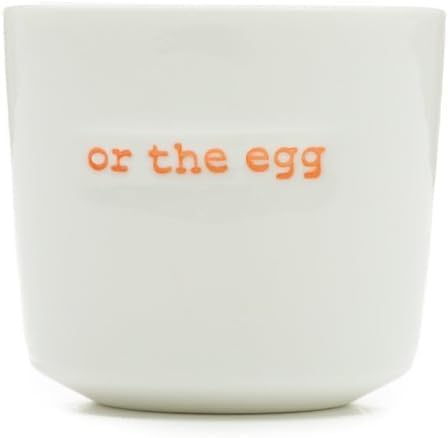Word Range - Ceramic Set of 4 Egg Cups - Gift Boxed - What Came First the Chicken or the Egg...
