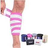 Elasticity Calf Thigh Support Knee Brace Leg Compression Strap Wrap Support Bandage Brace Guard Injury Pain Sports Safety Pad, Pack of 2...