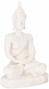 AUNMAS Buddha Meditation Statue, Small Sitting Sandstone Carving Harmonious Figurine for Home Office Desktop Decoration, White 4.3Inch...