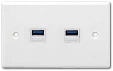 Halokny USB 3.0 Wall Plate,2 Port USB 3.0 Keystone Jack. USB 3.0 Female to Female Keystone.for Charging and Data Transfer, White(2Port USB 3.0)...