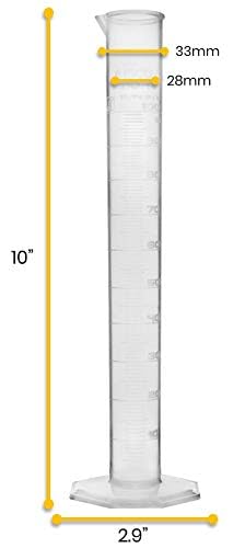 EISCO Plastic Graduated Cylinder, 100ml - Scientific Measuring Cylinder with Extra Stable Base - Polypropylene Plastic - Laboratory Quality, Autoc...