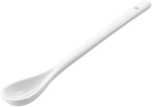 AKOAK 6.7 "Ceramic Egg Spoon (Set of 5), White Long-Handled Ceramic Spoon, Teaspoon for Coffee, Tea, Yogurt, Ice Cream, Sauces and Desserts, Espre...