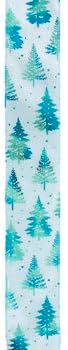 Blue Metallic Tree Wired Edge Ribbon - 2 1/2" Christmas Craft Supplies DIY Projects 10 Yards...